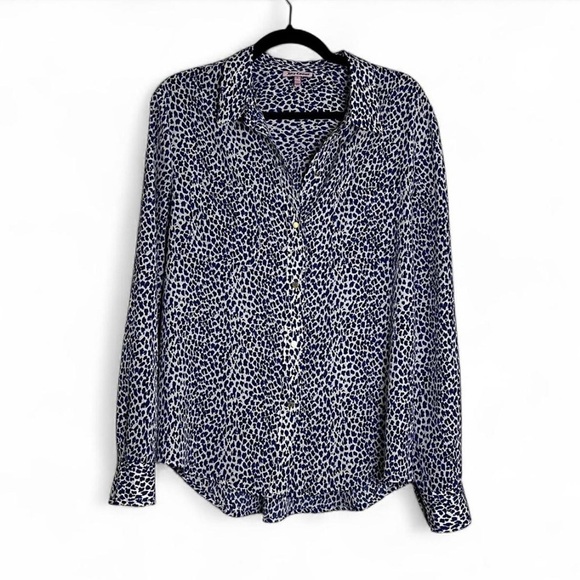 Juicy Couture Tops - Juicy Couture Blue Cheetah Print Button Down Blouse - Size Large
